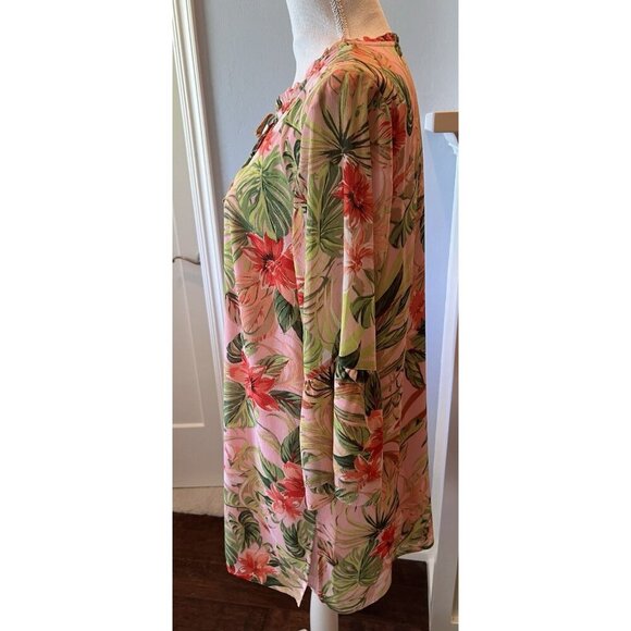 J. Jill Floral Tunic Top Women’s Size M Colorful Feminine Summer Resortwear - Picture 3 of 16